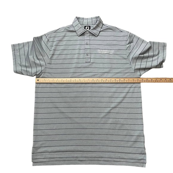Footjoy Shirt Men's Large Gray Striped Short Sleeve Golf Polo Shirt Stretch Logo - Picture 7 of 10